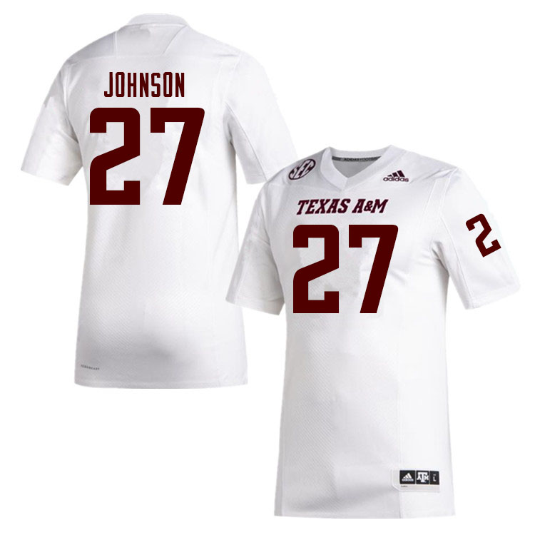Men #27 Antonio Johnson Texas A&M Aggies College Football Jerseys Sale-White - Click Image to Close